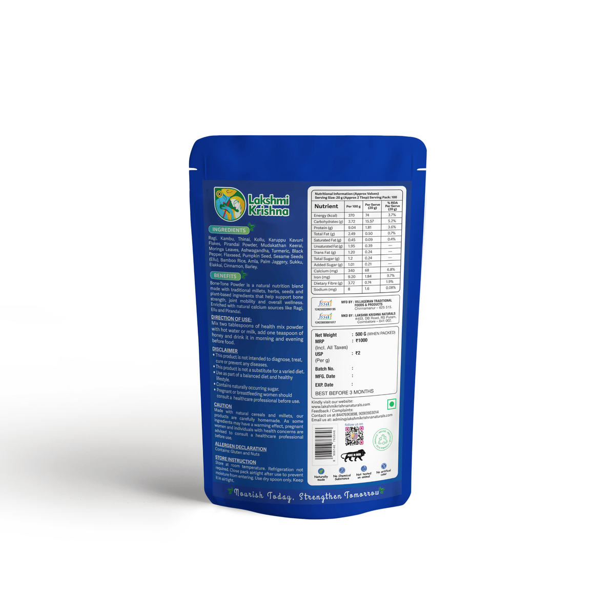 Lakshmi Krishna Naturals Rich Bone Tone Calcium Powder | 500 g