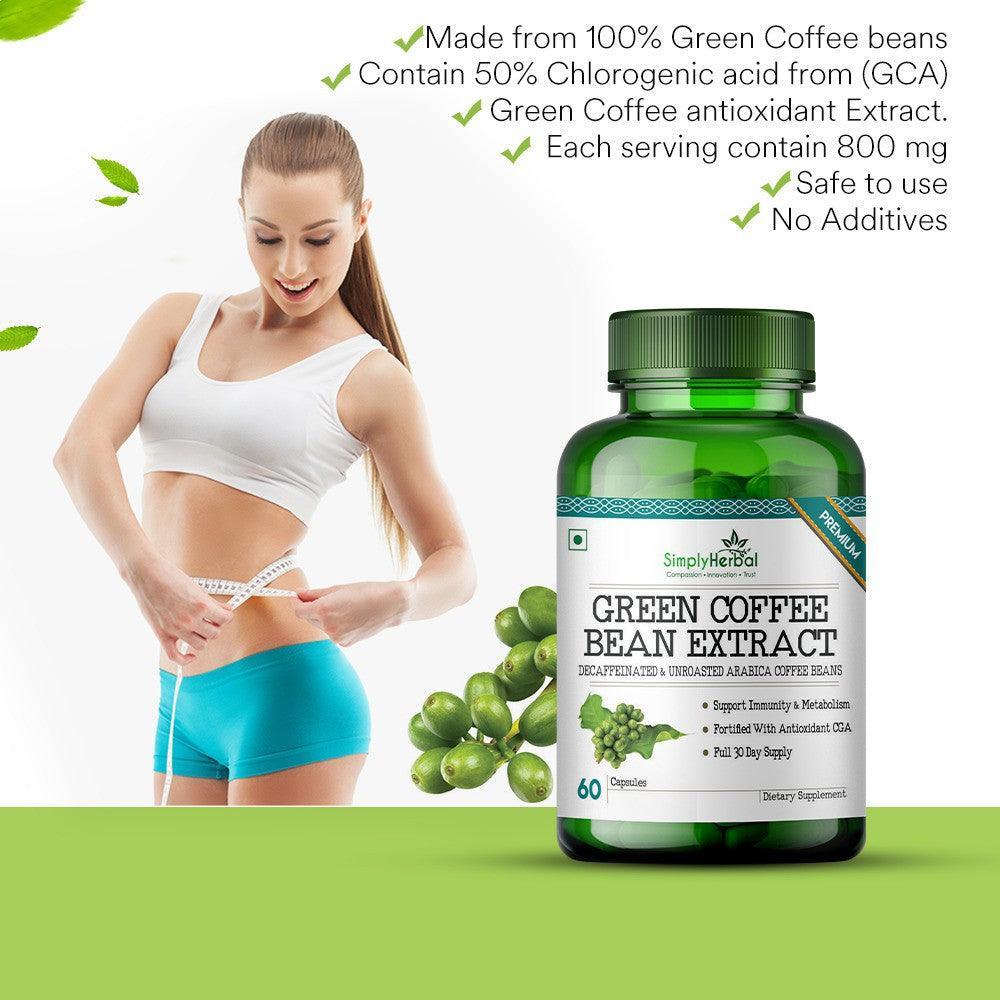 Simply Herbal Green Coffee Bean Extract 800mg Capsule - 60 Capsules