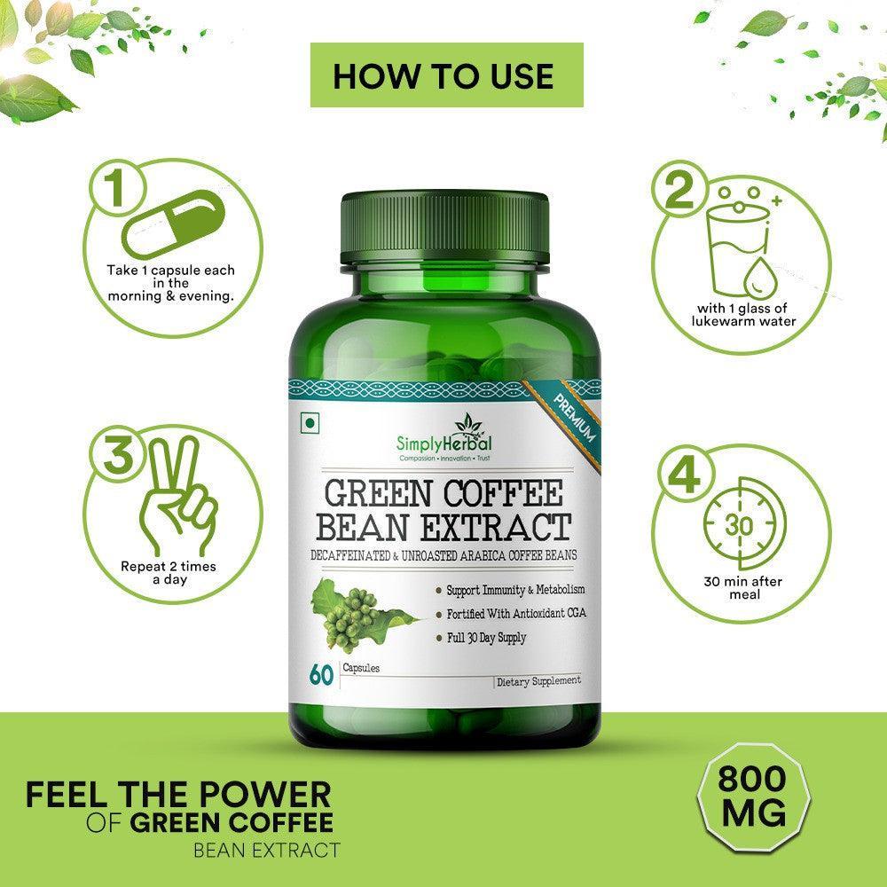 Simply Herbal Green Coffee Bean Extract 800mg Capsule - 60 Capsules