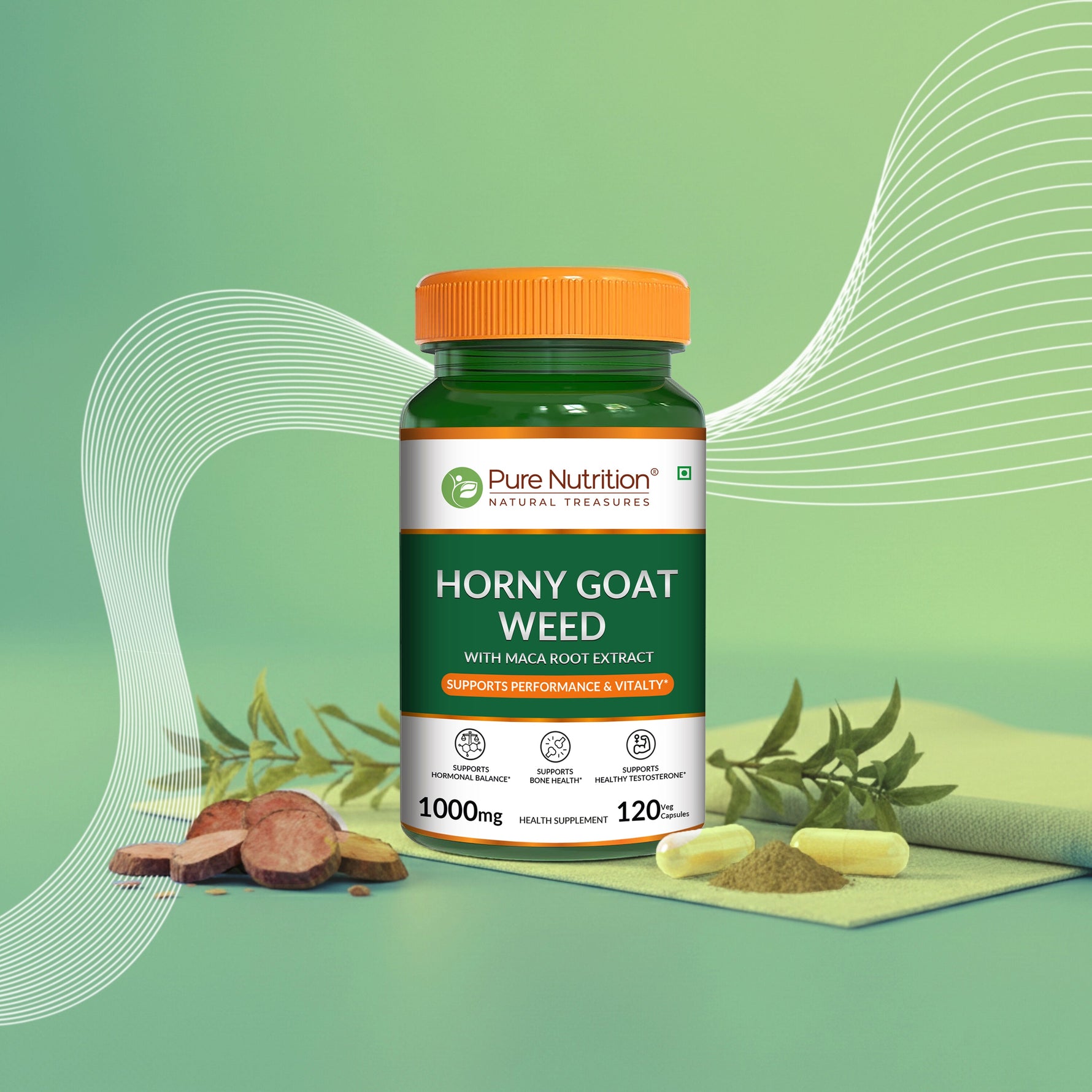 Pure Nutrition Horny Goat Weed – 120 Vegetarian Capsules | Herbal Vitality Support