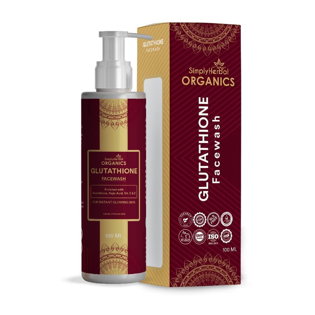 Simply Herbal Glutathione Face Wash with Vitamin C & E, Kojic Acid | Oil Control & Cleansing | Hydrating Daily Face Wash - 100ml