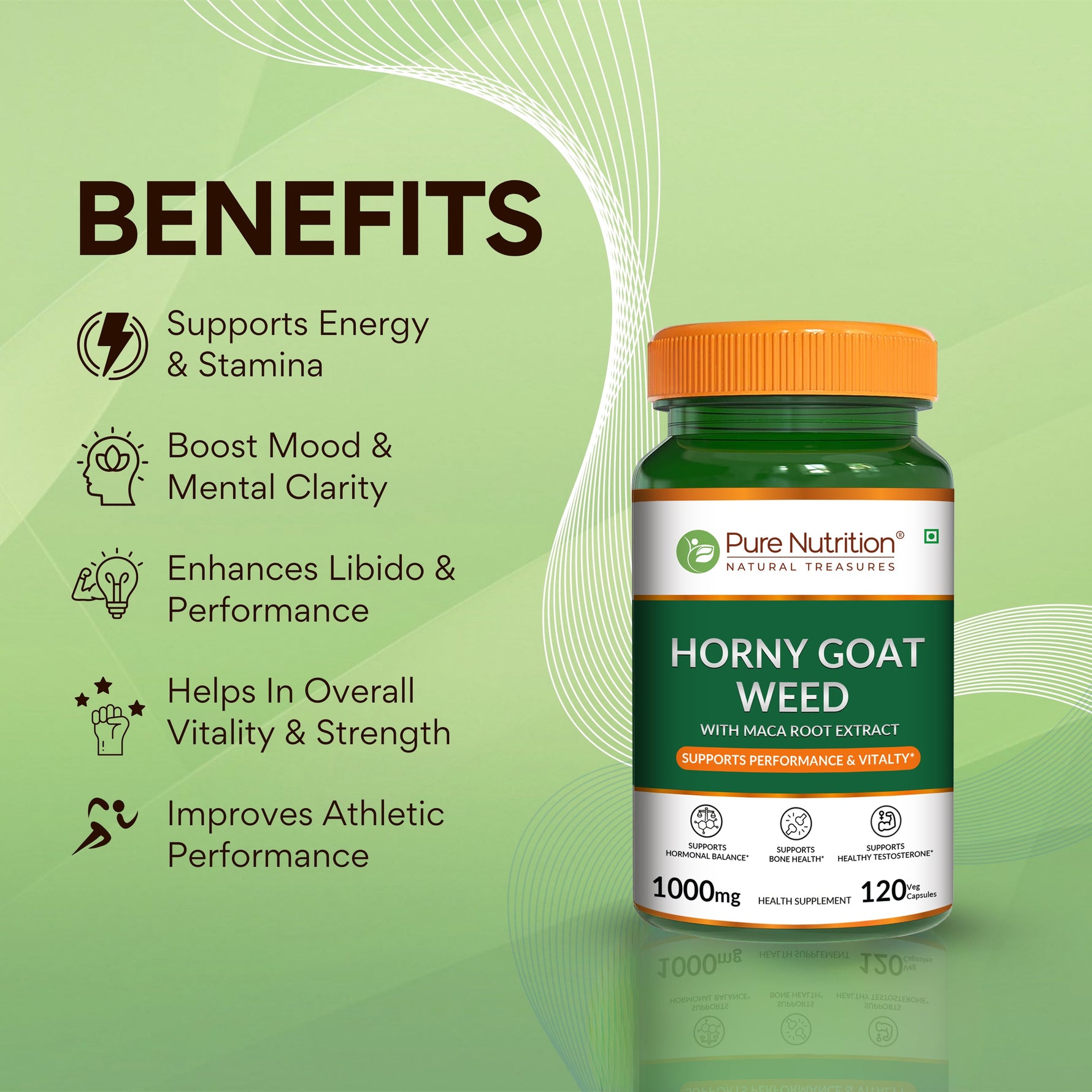 Pure Nutrition Horny Goat Weed – 120 Vegetarian Capsules | Herbal Vitality Support
