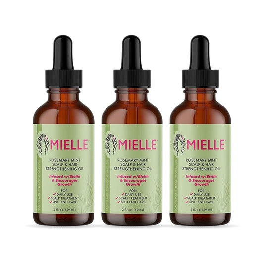 Mielle Rosemary Hair Oil - 3 Bottles - for Healthy Hair, Scalp, Hair Roots -100% Pure & Natural Undiluted 59 ML