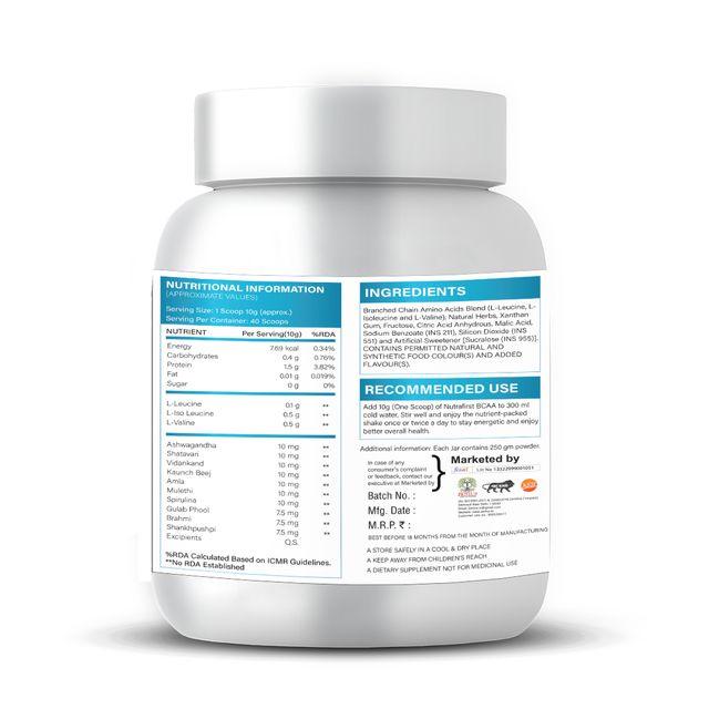 Zenius Bcaa Energy Supplement - Bcaa Supplements for Stamina, Sexual Health, and Immunity Boosting - 250gm Powder