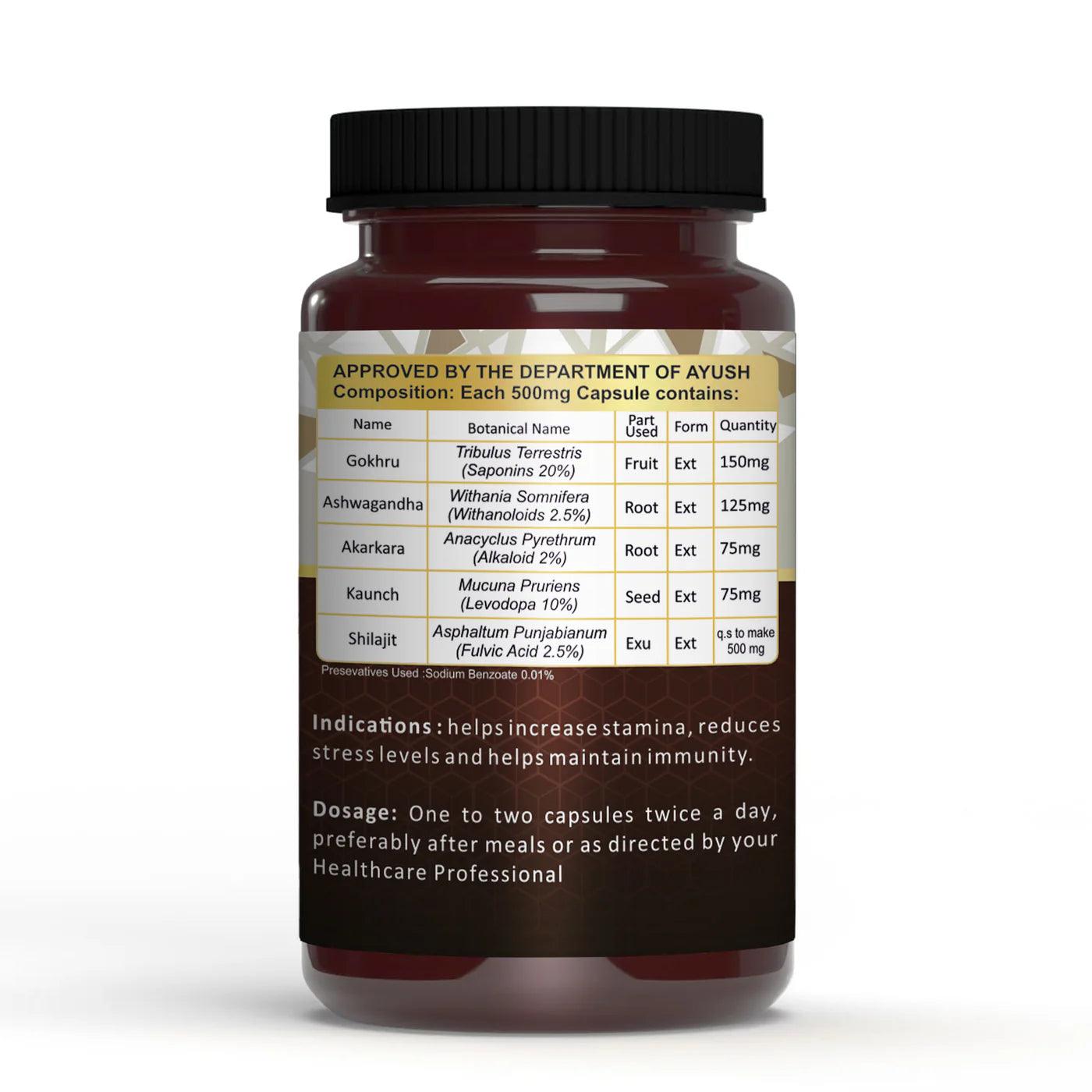 Vedapure Naturals Premium Shilajit Capsules with Safed Musli & Ashwagandha Extracts - 1000mg 60 Capsules