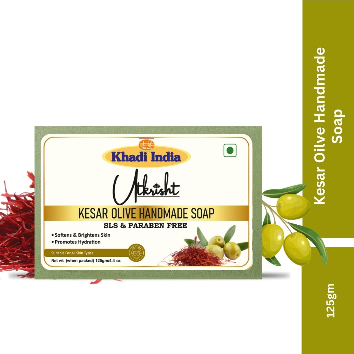 Utkrisht Khadi Natural Kesar & Olive Oil Soap (125g)