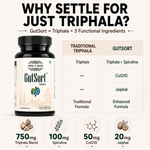 Herbs O’ Shrubs GutSort | Ayurvedic Gut Health Tablets | Digestive Enzymes With Triphala, Spirulina, CoQ10, Jaiphal | Supports Good Digestion System , Immunity & Energy | Gut Cleanse Detox Supplement, 30 Tablets