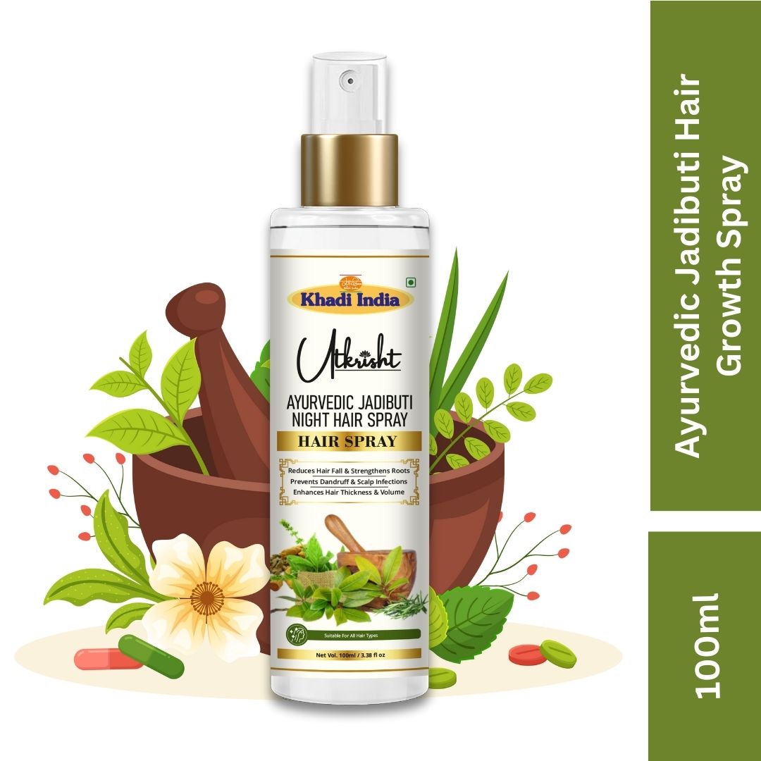 Utkrisht Khadi Pure Jadibooti Hair Spray | Ayurvedic Scalp Tonic for Hair Growth & Hair Fall Control