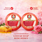 Bhudevam Natuals Khadi Rose Honey Loofah Soap – Natural Exfoliating Bath Soap for Soft & Glowing Skin- 250GM (Pack of 2)
