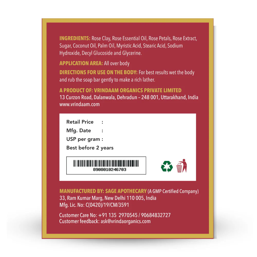 Vrindaam Varnya Rose & Clay Soap