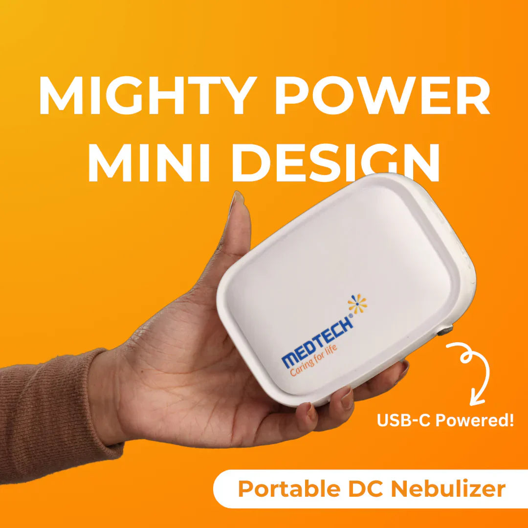 MEDTECH® Travelite USB-C Powered Portable Nebulizer | Super Compact and Portable Travel DC Nebulizer Machine with Complete Adult and Child Mask & Travel Pouch | 2 Years Warranty