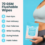 Hi Life Feminine Intimate Wipes (Flushable, Pack of 28) | pH-Balanced Daily Intimate Care Wipes with Chamomile & Aloe Vera Extract