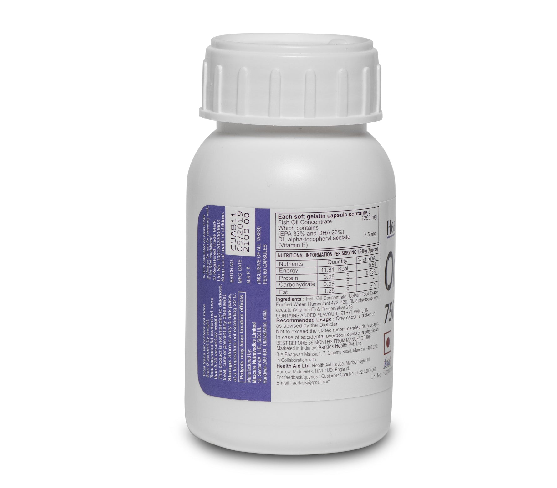 Healthaid Omega-3 750mg Capsule - 60 Capsule