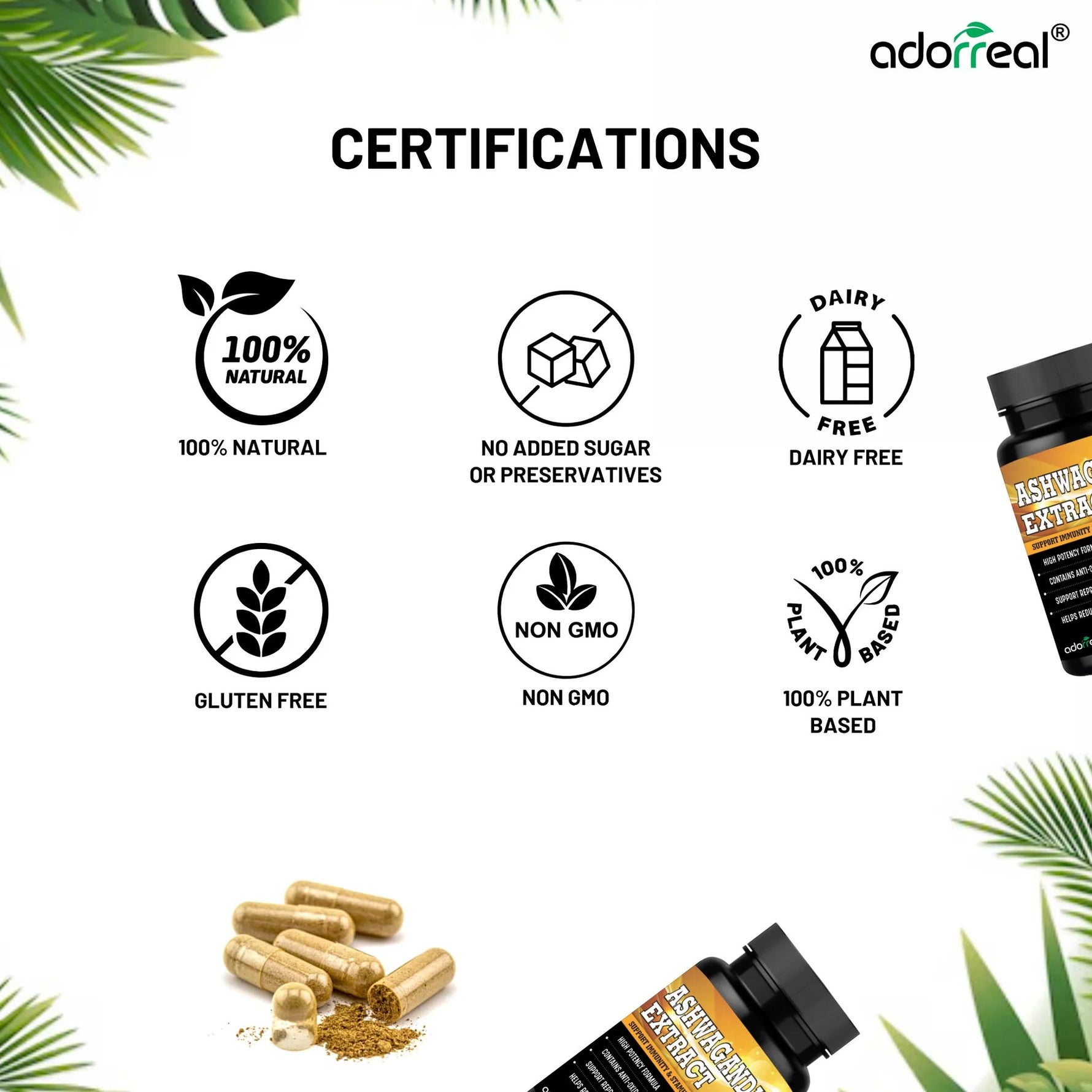 Adorreal Ashwagandha Extract Capsule | 60  Capsules