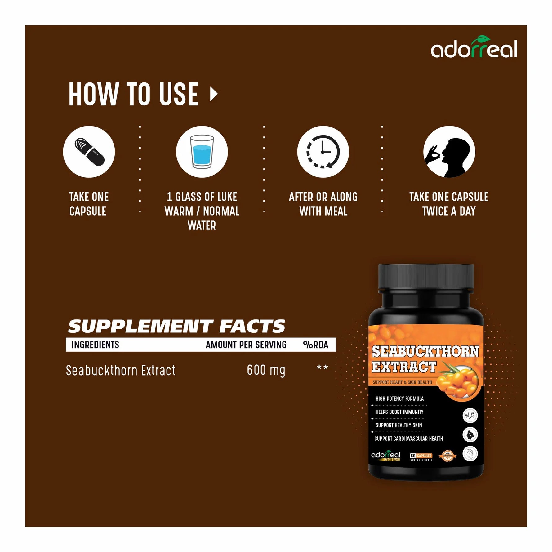 Adorreal Seabuckthorn Extract Capsule | 60 Capsules
