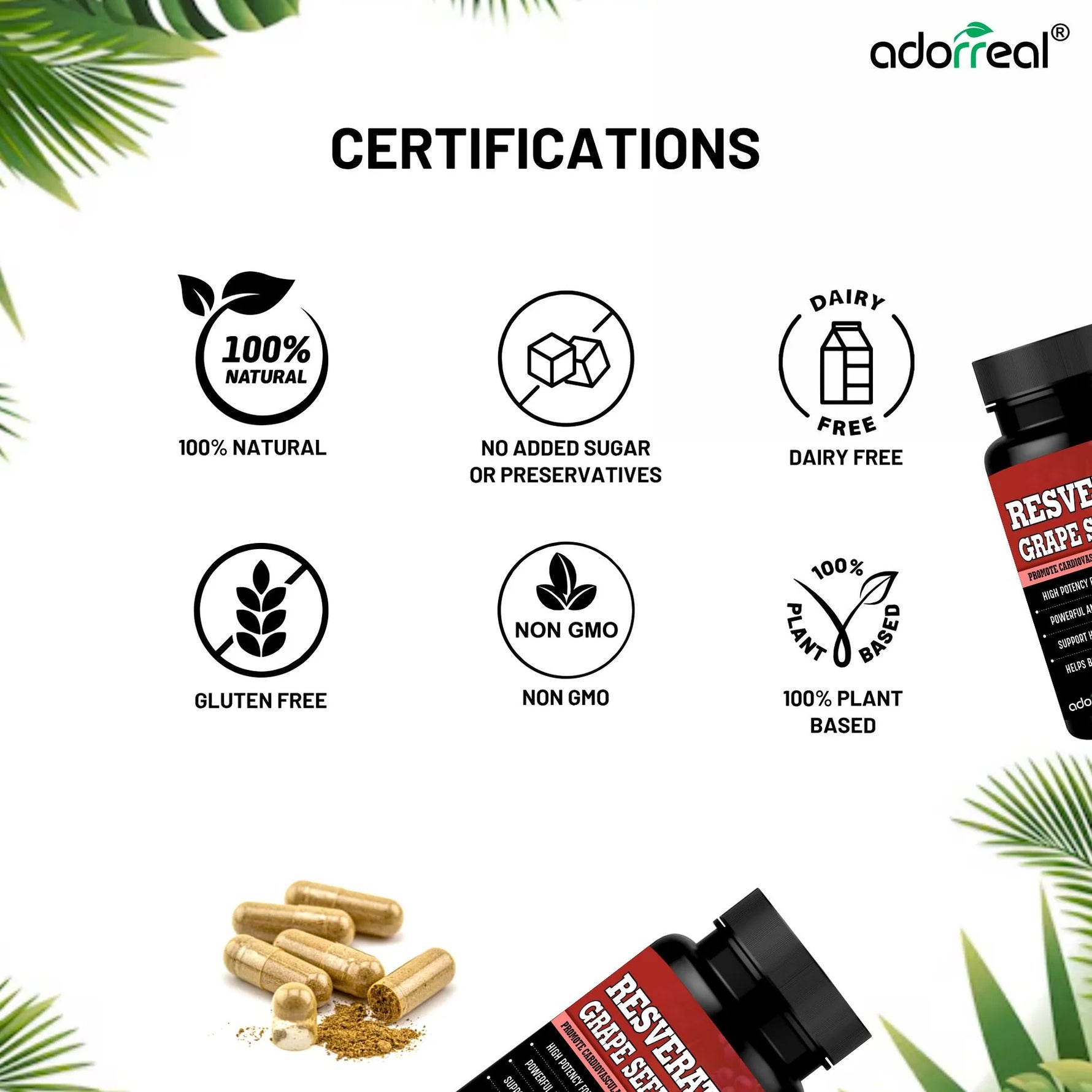 Adorreal Resveratrol Grape Seed Capsule | 60 Capsules