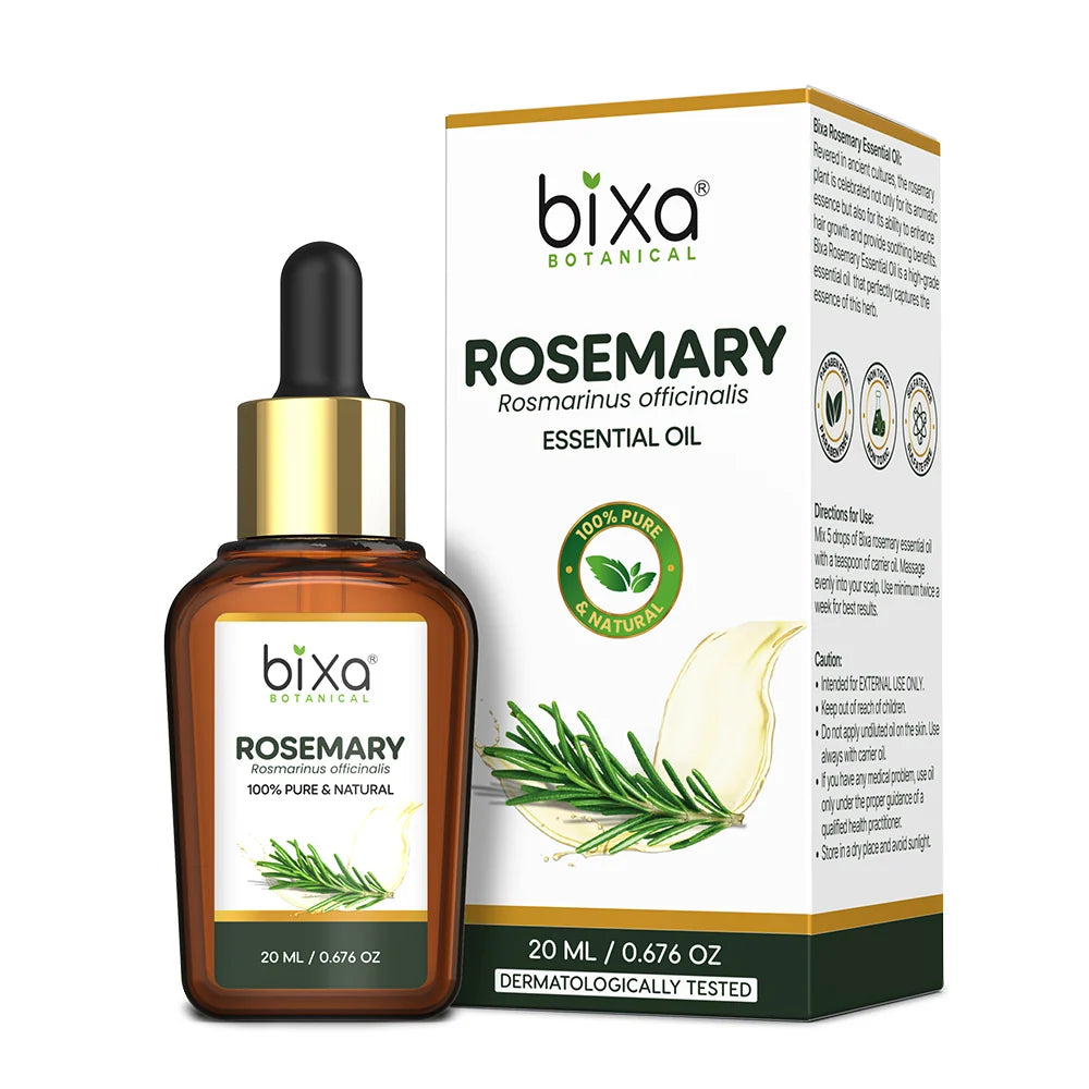 Bixa Botanical Rosemary Essential Oil | 100% Pure & Natural Top-Grade Essential Oil for Hair Growth & Scalp Health