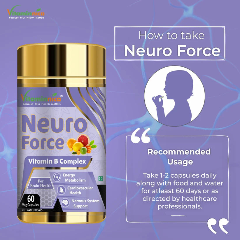 Vitaminnica Neuro Force Capsules - Natural Brain Booster for Focus, Memory & Clarity, 60 Count