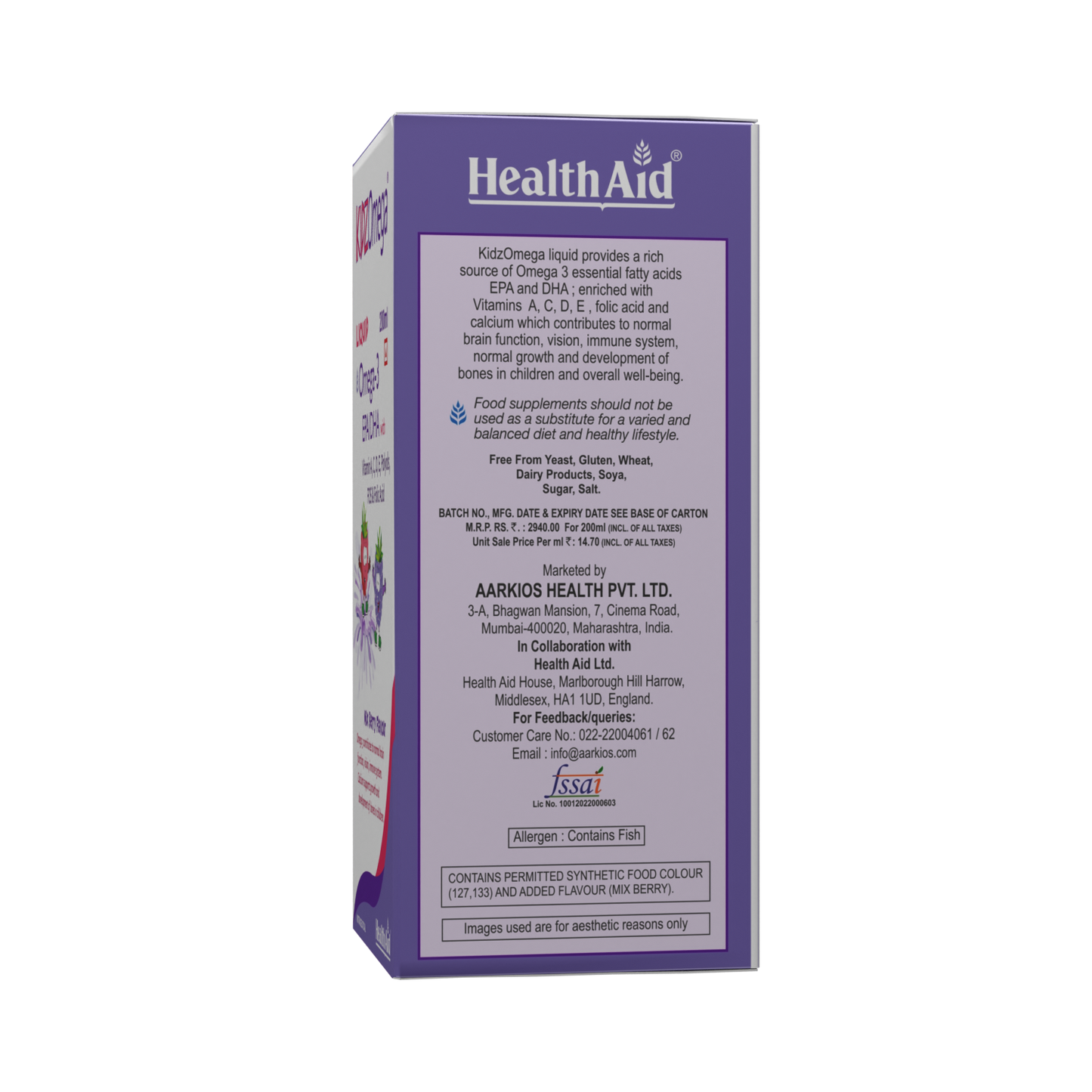 Healthaid Kidzomega Liquid - Omega 3 Syrup - 200ml