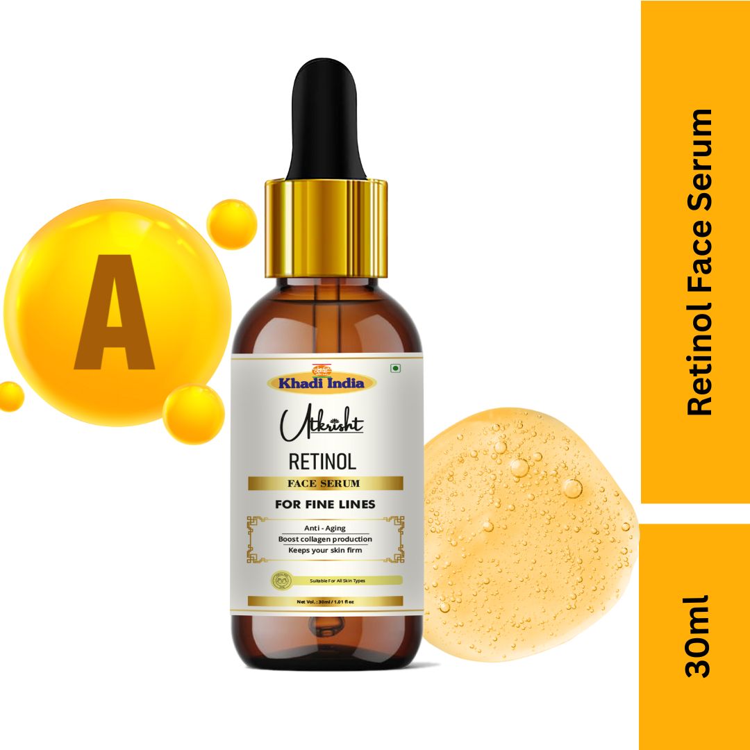 Khadi Retinol Face Serum for Anti-Ageing & Skin Renewal | Fine Lines, Wrinkles & Dark Spot Care | Helps Improve Skin Texture & Firmness | Lightweight Night Serum | For All Skin Types | 30 ml