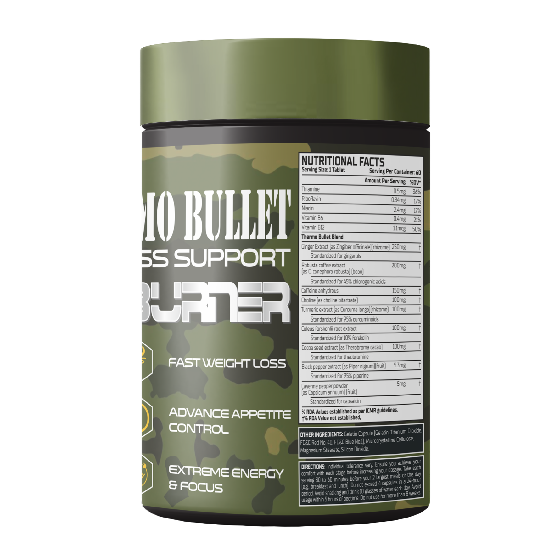 Warzone Thermo Bullet Fat Burner Capsule – 120 Green Capsules