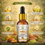 Bhudevam Naturals Khadi Jojoba Essential Oil Natural Carrier Oil for Face, Skin, Hair Growth, Beard Care, Massage & DIY Skincare- 15ml