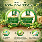 Bhudevam Naturals Khadi Neem & Basil Loofah Soap – Skin Purifying Exfoliating Soap Bar for Daily Use - 250GM (Pack of 2)