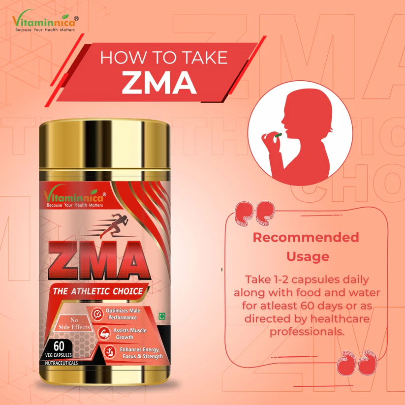 Vitaminnica ZMA Capsules - Sports Recovery & Muscle Strength Support, 60 Count