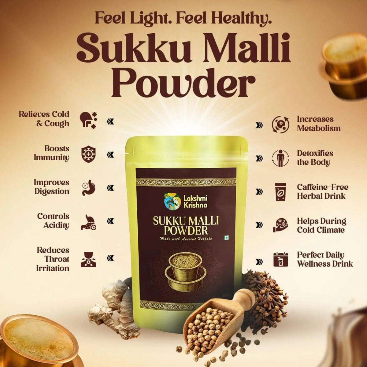 Lakshmi Krishna Naturals Sukku Malli Powder | 200 g