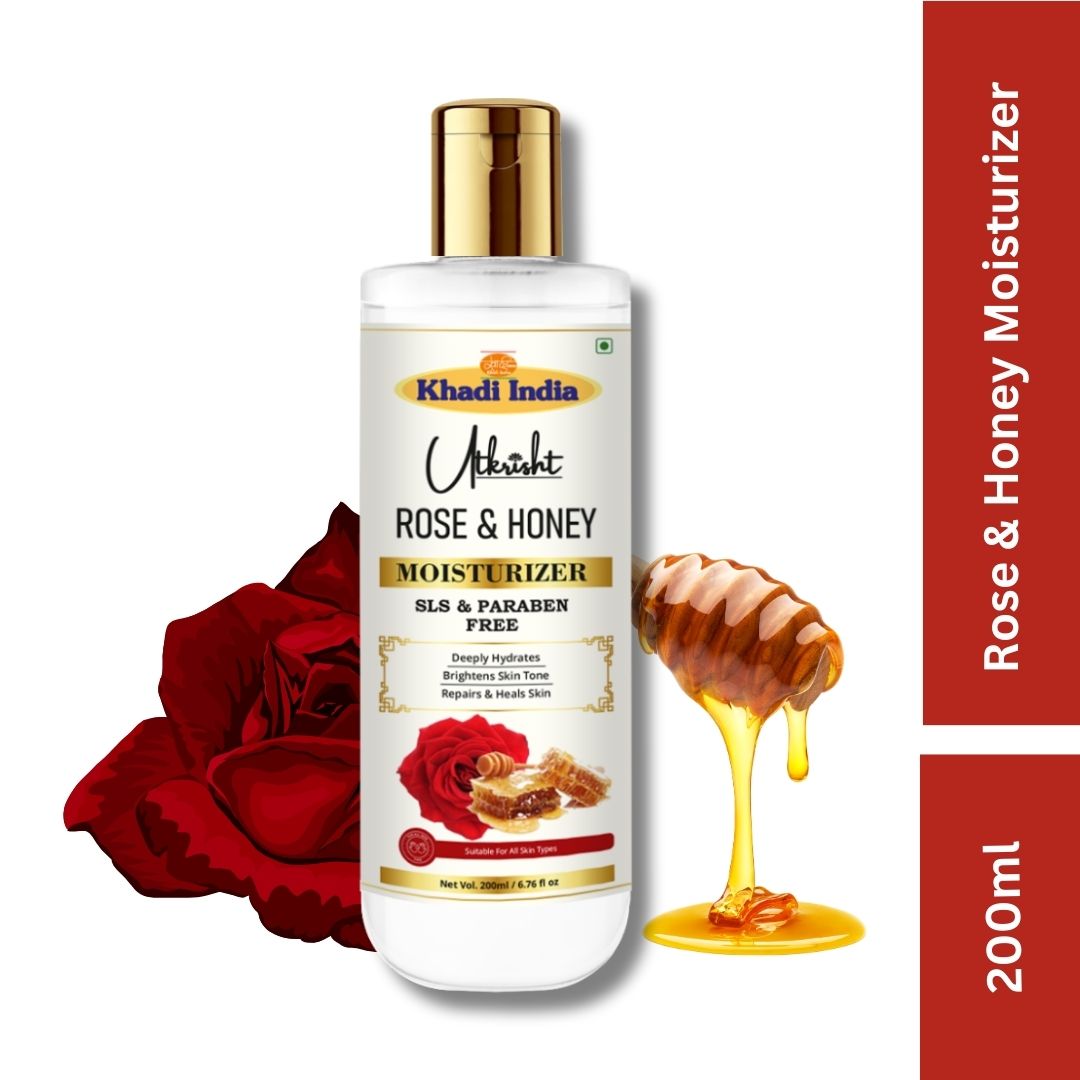Utkrisht Khadi Pure Rose & Honey Moisturizer | Deep Hydrating, Nourishing & Soothing Face & Body Cream