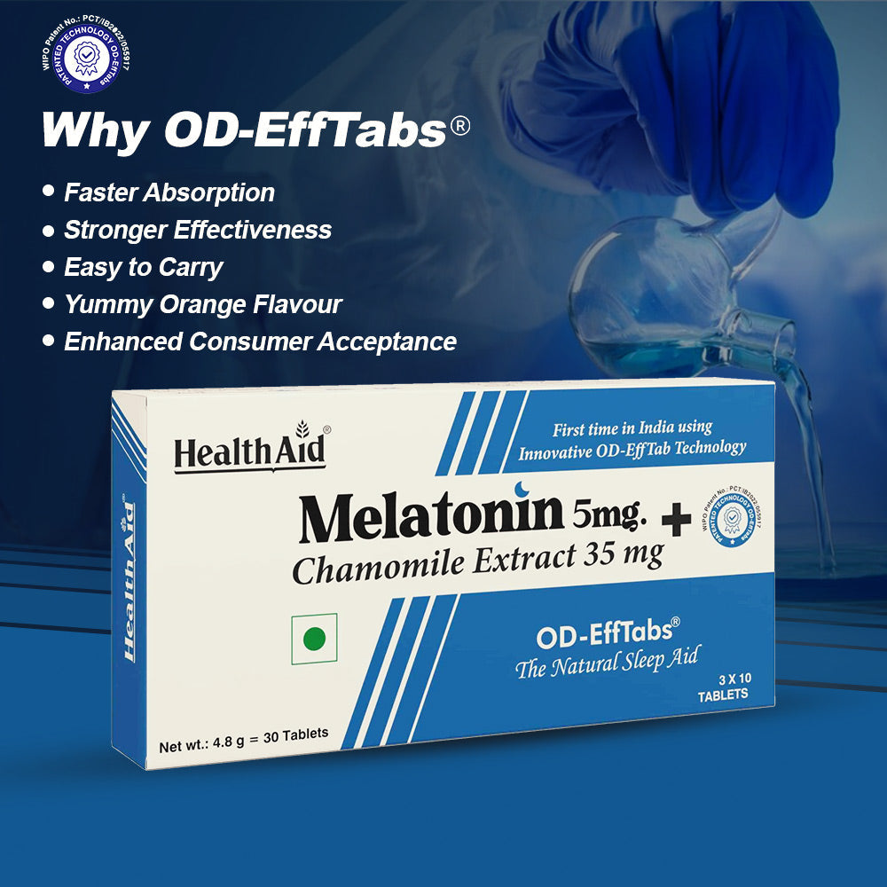 HealthAid Melatonin 5 mg + Chamomile Extract 35 mg Effervescent Tablet (10 Each)
