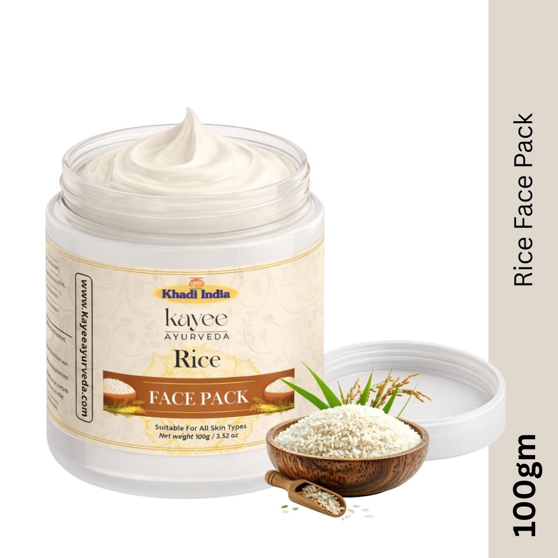 Kayee Ayurveda Rice Face Pack for Soft & Radiant-Looking Skin | Rice-Enriched Herbal Facial Mask for Men & Women | Helps Remove Dirt, Excess Oil & Surface Buildup for a Fresh, Smooth, Soft & Healthy-Looking Complexion