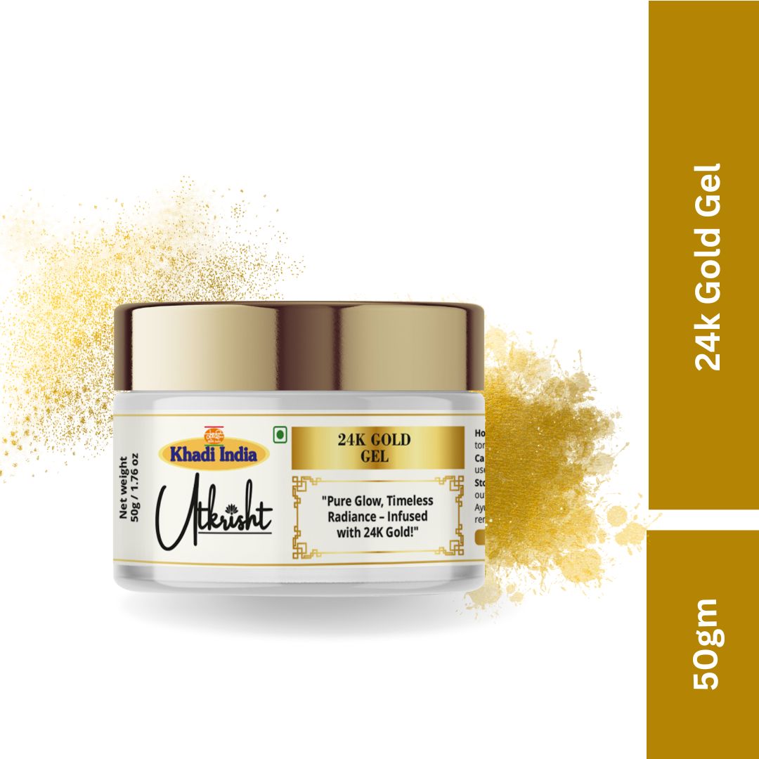Khadi 24K Gold Face Gel for Glowing & Brightening Skin | Hydrating Gel for Dull & Tired-Looking Skin | Lightweight, Non-Sticky & Non-Greasy Face Moisturizer | For Men & Women | 50 gm