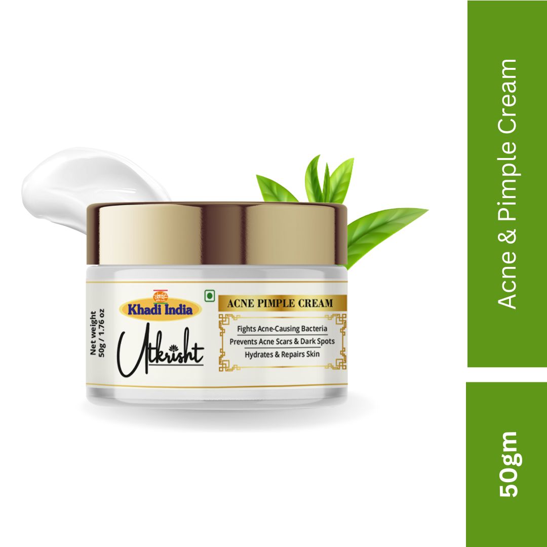 Utkrisht Khadi Pure Anti-Acne & Pimple Face Cream (50g) | For Clear Skin, Breakout Control & Blemish Reduction