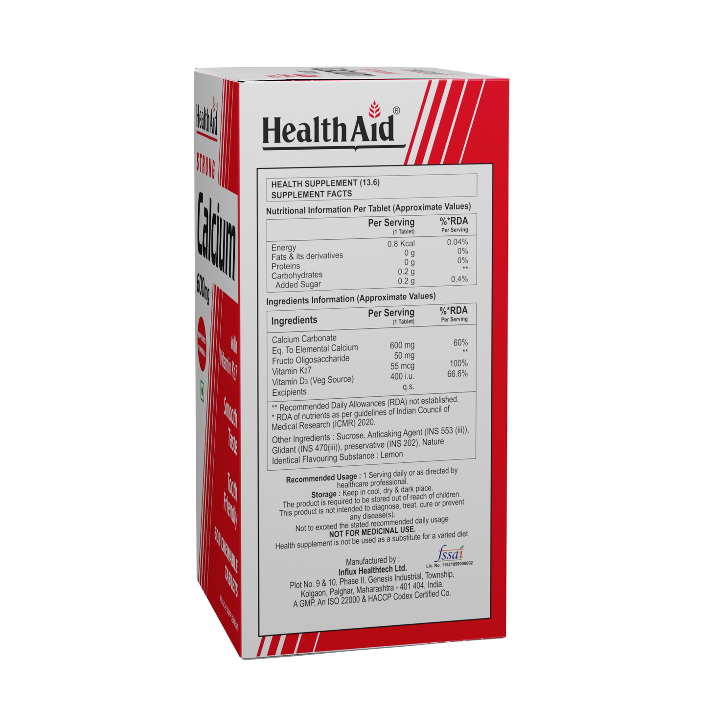 HealthAid Strong Calcium 600 mg Chewable Tablet - 60 Chewable Tablet