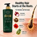 Herbs O' Shrubs Onion Strength & Shine Shampoo with Ayurvedic Ingredients | Onion, Coffee, Brahmi, Hibiscus, Green Tea & Curry Leaf | Gentle Daily Hair Cleanser for All Hair Types, 250 ml