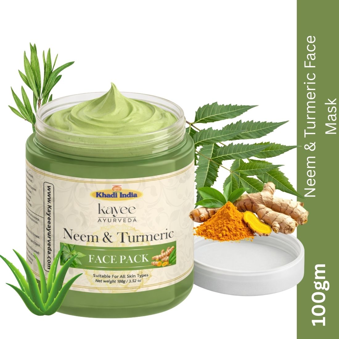 Kayee Ayurveda Neem Turmeric Face Pack for Oily & Acne-Prone Skin | Herbal Facial Mask with Neem & Haldi | Helps Deep Cleanse Skin, Remove Excess Oil & Surface Impurities While Supporting a Fresh & Balanced-Looking Complexion