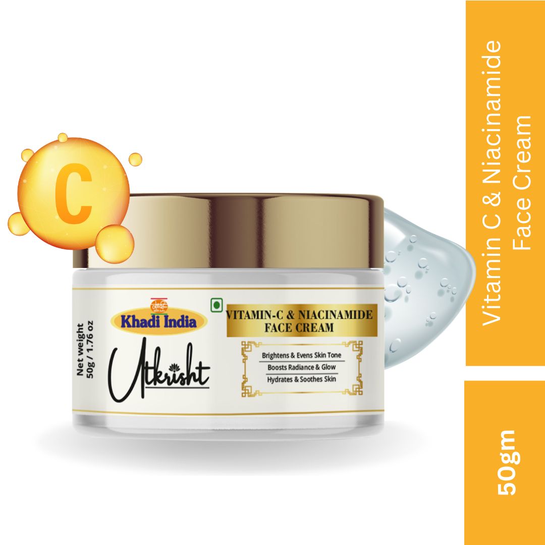 Khadi Essentials Vitamin C & Niacinamide Radiance Face Cream (50g) | For Glowing Skin, Dark Spots & Smooth Tone