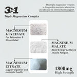 Vitaminnica Triple Magnesium Complex - High Absorption Glycinate, Citrate & Malate, 90 Veg Caps