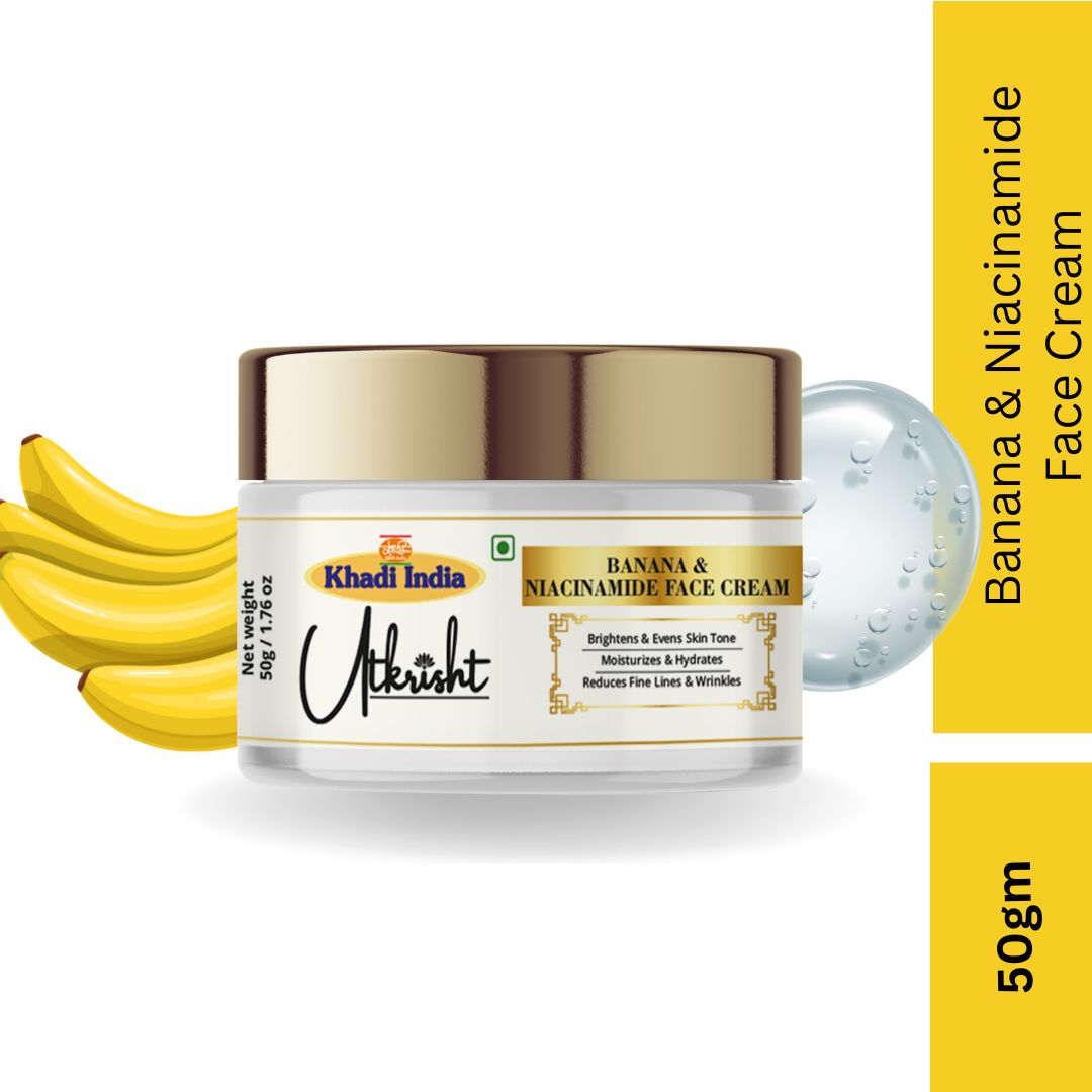 Khadi Essentials Banana & Niacinamide Skin Brightening Face Cream (50g) | For Glowing Skin, Dark Spots & Uneven Tone