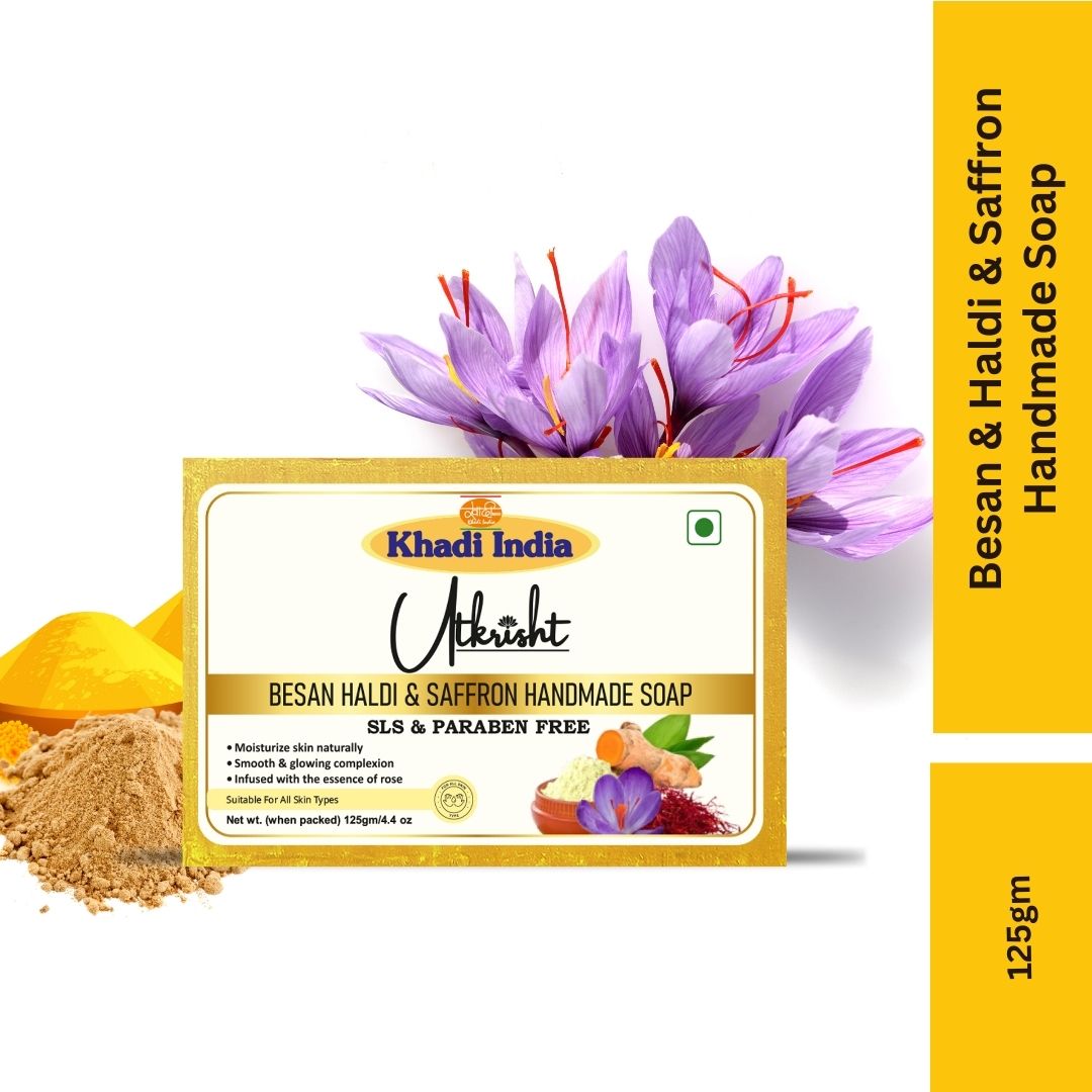 Utkrisht Khadi Besan Haldi Kesar Soap (125g)