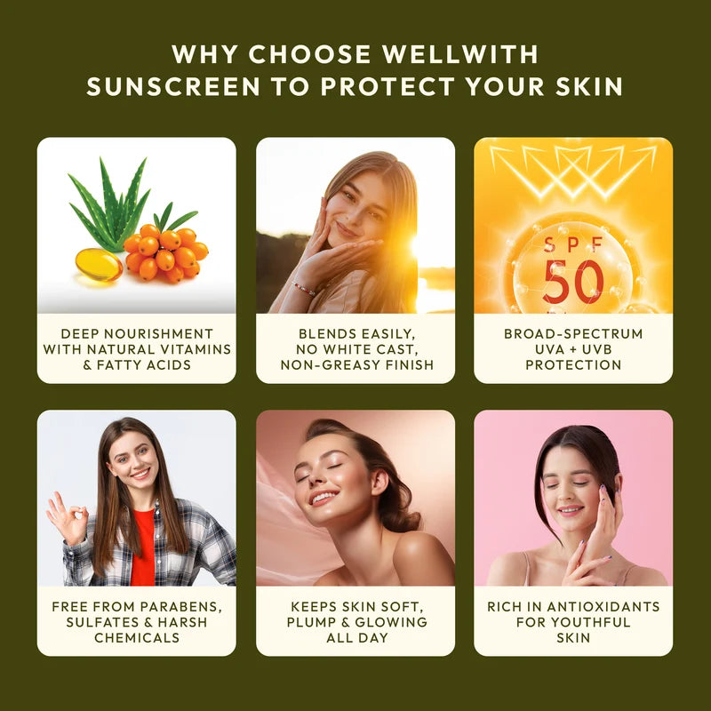 WellWith Whipped Sunscreen With Omegas SPF 50 PA++++ (50g)
