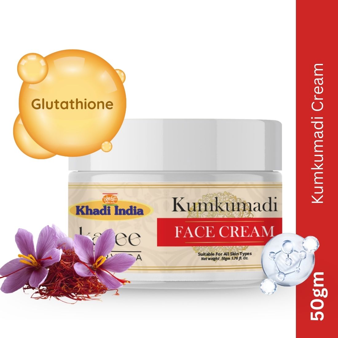 Kayee Ayurveda Kumkumadi Face Cream, Ayurvedic-Inspired Facial Moisturizer for Soft, Smooth & Radiant-Looking Skin, Helps Improve the Appearance of Dullness, Uneven Tone & Dryness, Daily Face Care | 50 g