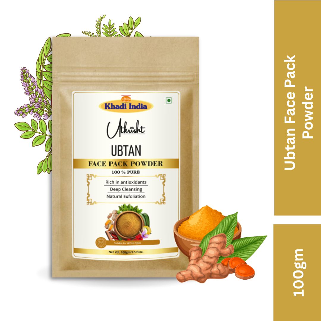 Khadi Ubtan Leaf Powder for Face & Body | 100% Natural Ayurvedic Ubtan Powder | De-Tan, Skin Brightening & Deep Cleansing Care | Herbal Bridal Glow Face & Body Pack | For All Skin Types | 100 gm