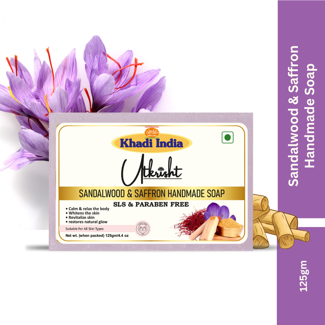 Utkrisht Khadi Sandalwood & Saffron Soap (125g)