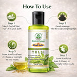 Bhudevam Naturals Khadi Tulsi Hair Oil Reduces Hair Fall & Strengthens Roots Naturally- 210ML