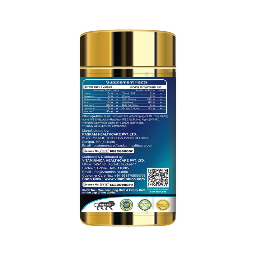 Vitaminnica Vita Vision Capsules - Digital Blue Light Shield & Eye Strain Support, 60 Count