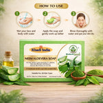 Bhudevam Naturals Khadi Handmade Neem Aloe Vera Soap – Anti-Acne & Skin Soothing Bath Soap- 500GM (Pack of 4)