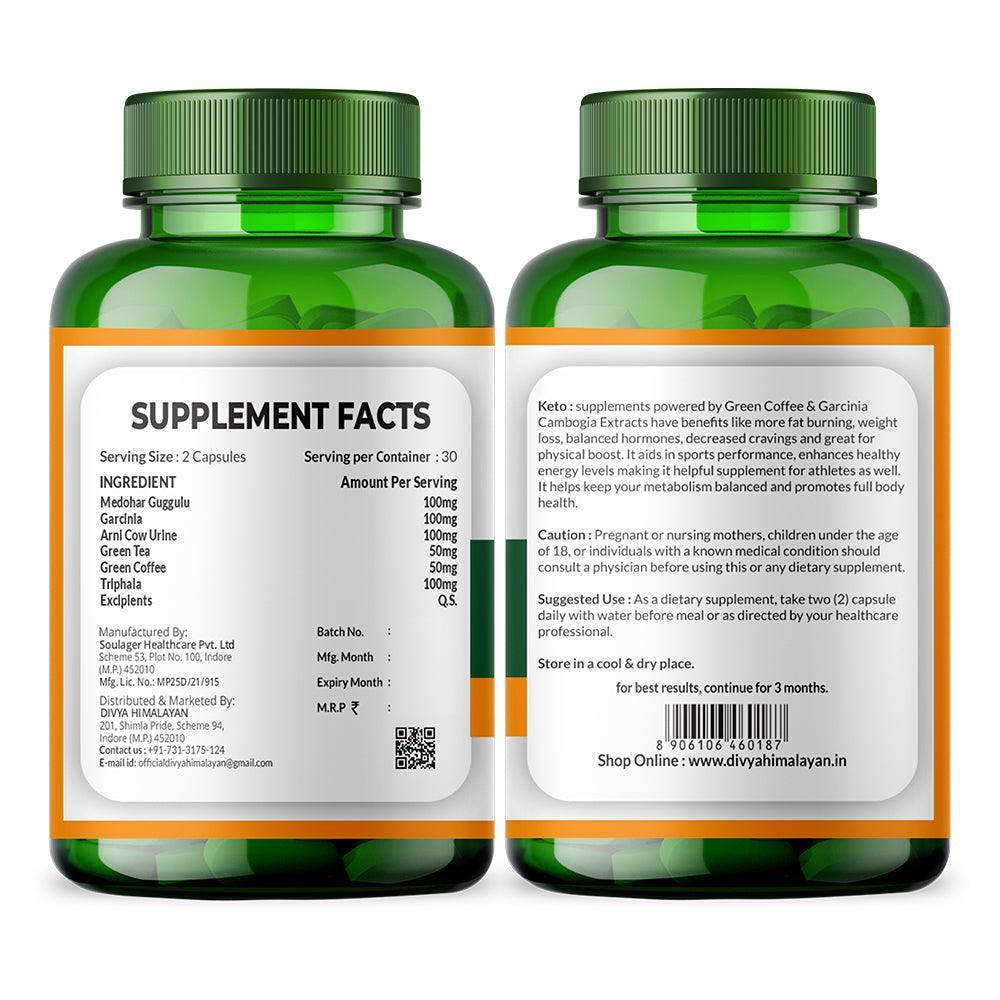 Divya Himalayan Keto Tablets for Weight Management Natural & Advanced Fat Burner Supplement 800 MG, 60 Tablets 