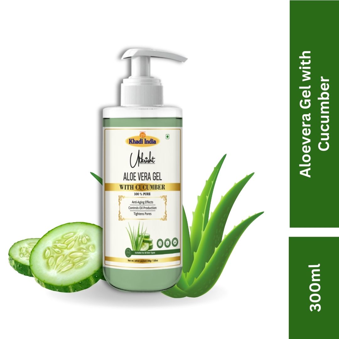Khadi Green Aloe Vera Gel for Face, Skin & Hair | Hydrating, Soothing & Cooling Gel | Non-Sticky Moisturizer for Glowing Skin For Men & Women - 300GM